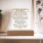 Wedding Vows Acrylic Plaque, To My Beautiful Bride, Romantic Wedding Keepsake Gift