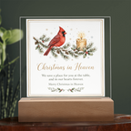 Christmas in Heaven Square Acrylic Plaque - Cardinal Memorial LED Keepsake
