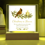 Christmas in Heaven Square Acrylic Plaque - Cardinal Memorial LED Keepsake