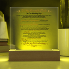 Wedding Vows Acrylic Plaque, To My Beautiful Bride, Romantic Wedding Keepsake Gift