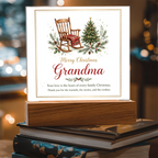 Merry Christmas Grandma Square Acrylic Plaque - Rocking Chair LED Keepsake Gift