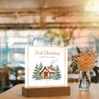 First Christmas in Our New Home 2026 Square Acrylic Plaque - Snowy Cottage LED Keepsake
