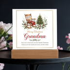 Merry Christmas Grandma Square Acrylic Plaque - Rocking Chair LED Keepsake Gift