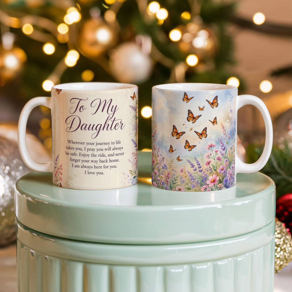 To My Daughter Mug - 'Never Forget Your Way Back Home' Butterfly Coffee Mug
