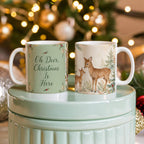 Oh Deer, Christmas Is Here Mug - Deer & Fawn Cottagecore Ceramic Coffee Mug