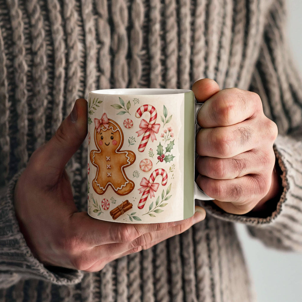 Gingerbread & Bows Christmas Mug - 'Have a Sweet Christmas' Cottagecore Ceramic Coffee Mug
