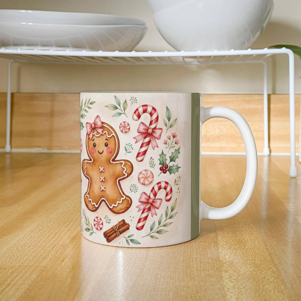Gingerbread & Bows Christmas Mug - 'Have a Sweet Christmas' Cottagecore Ceramic Coffee Mug