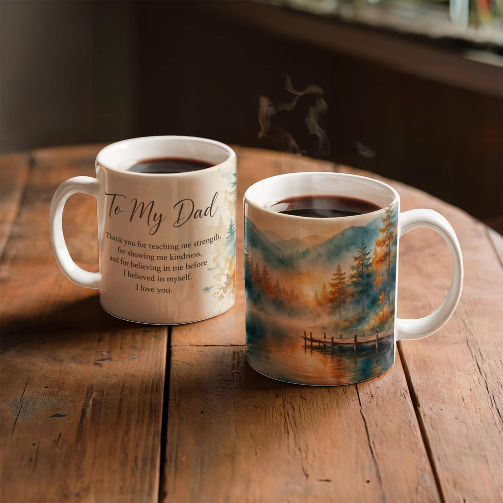 To My Dad Mug - 'Thank You for Believing in Me' Fishing Lake Coffee Mug