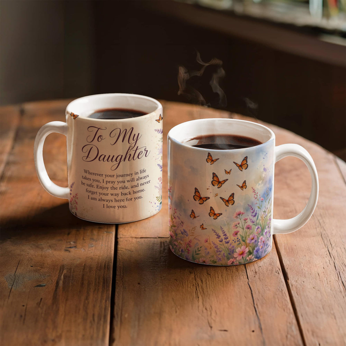 To My Daughter Mug - 'Never Forget Your Way Back Home' Butterfly Coffee Mug