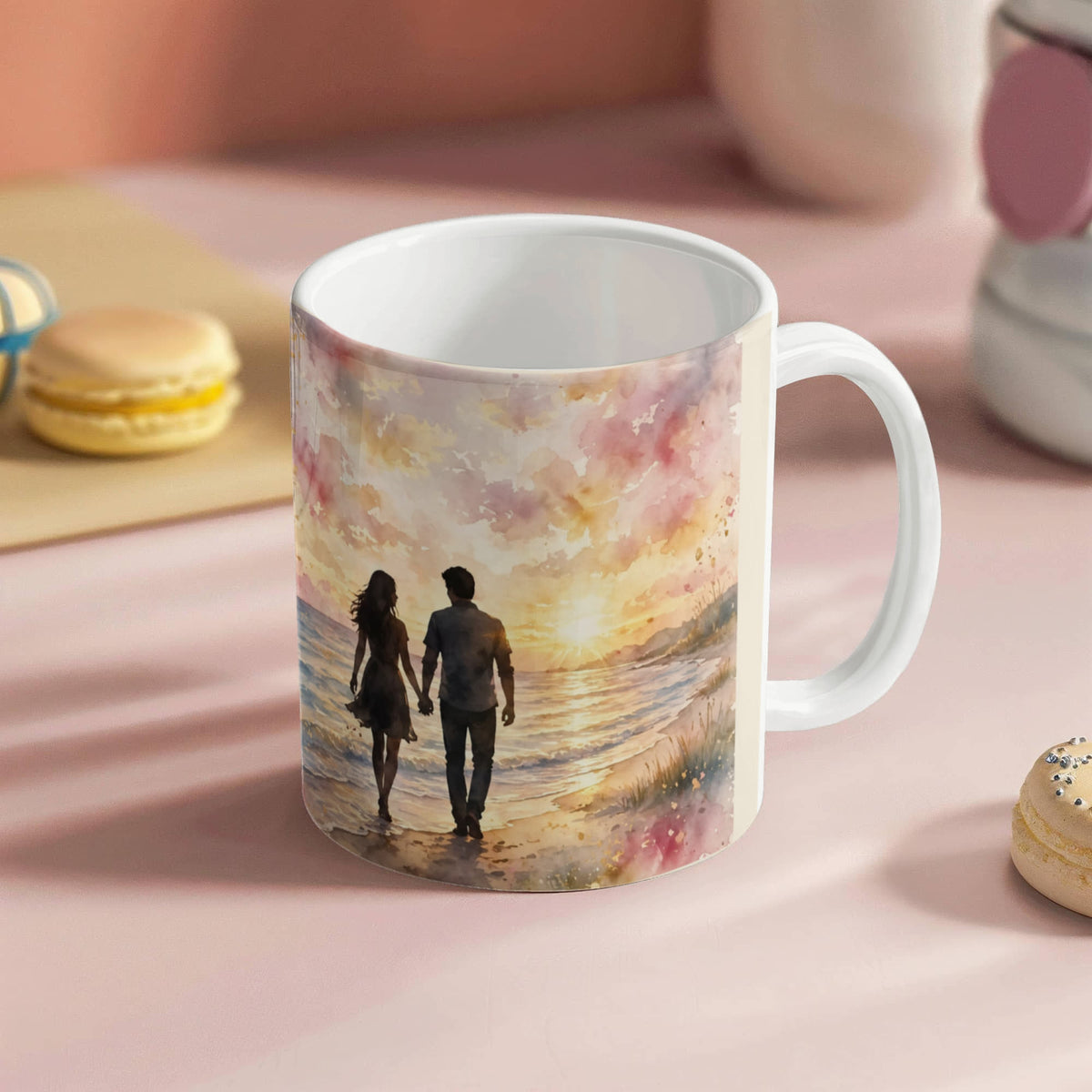 To My Wife — sunset beach, couple holding hands - Mug