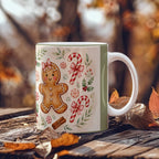 Gingerbread & Bows Christmas Mug - 'Have a Sweet Christmas' Cottagecore Ceramic Coffee Mug