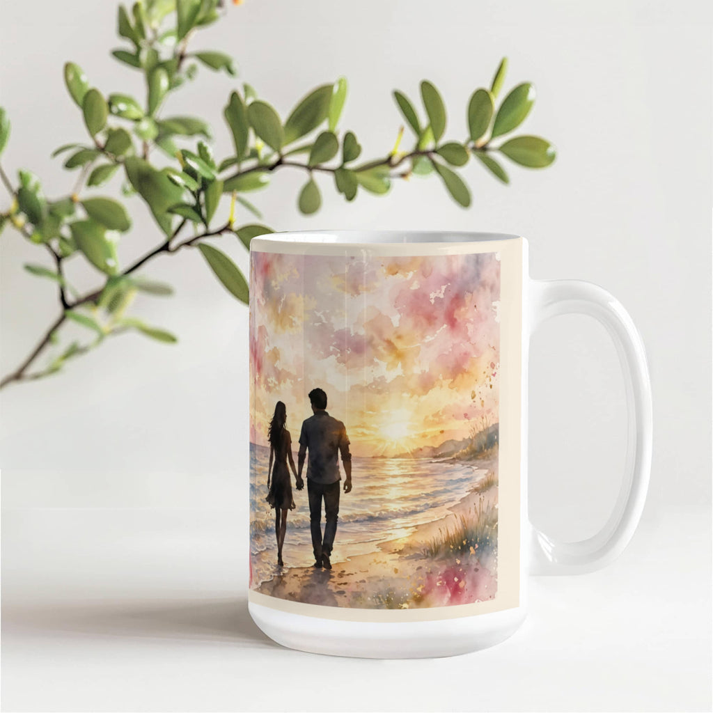 To My Wife — sunset beach, couple holding hands - Mug