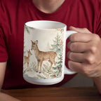 Oh Deer, Christmas Is Here Mug - Deer & Fawn Cottagecore Ceramic Coffee Mug