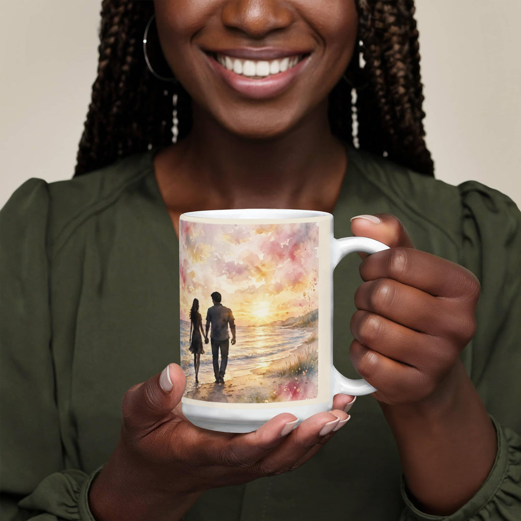 To My Wife — sunset beach, couple holding hands - Mug