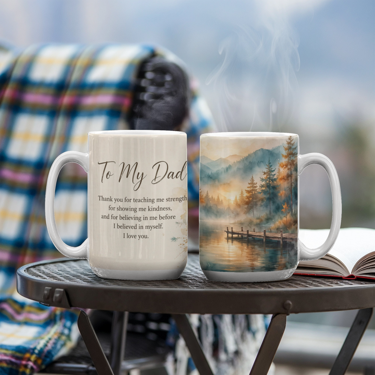 To My Dad Mug - 'Thank You for Believing in Me' Fishing Lake Coffee Mug