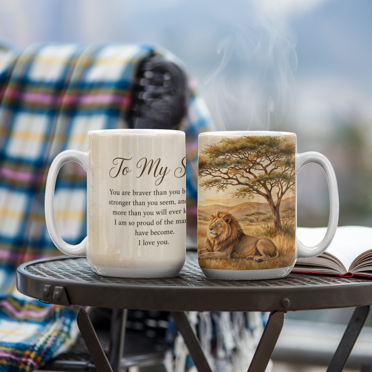 To My Son Mug - 'Braver Than You Believe' Lion Coffee Mug