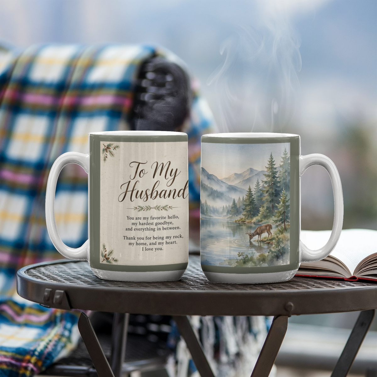 To My Husband Mug - 'My Favorite Hello' Mountain Lake Love Letter Coffee Mug