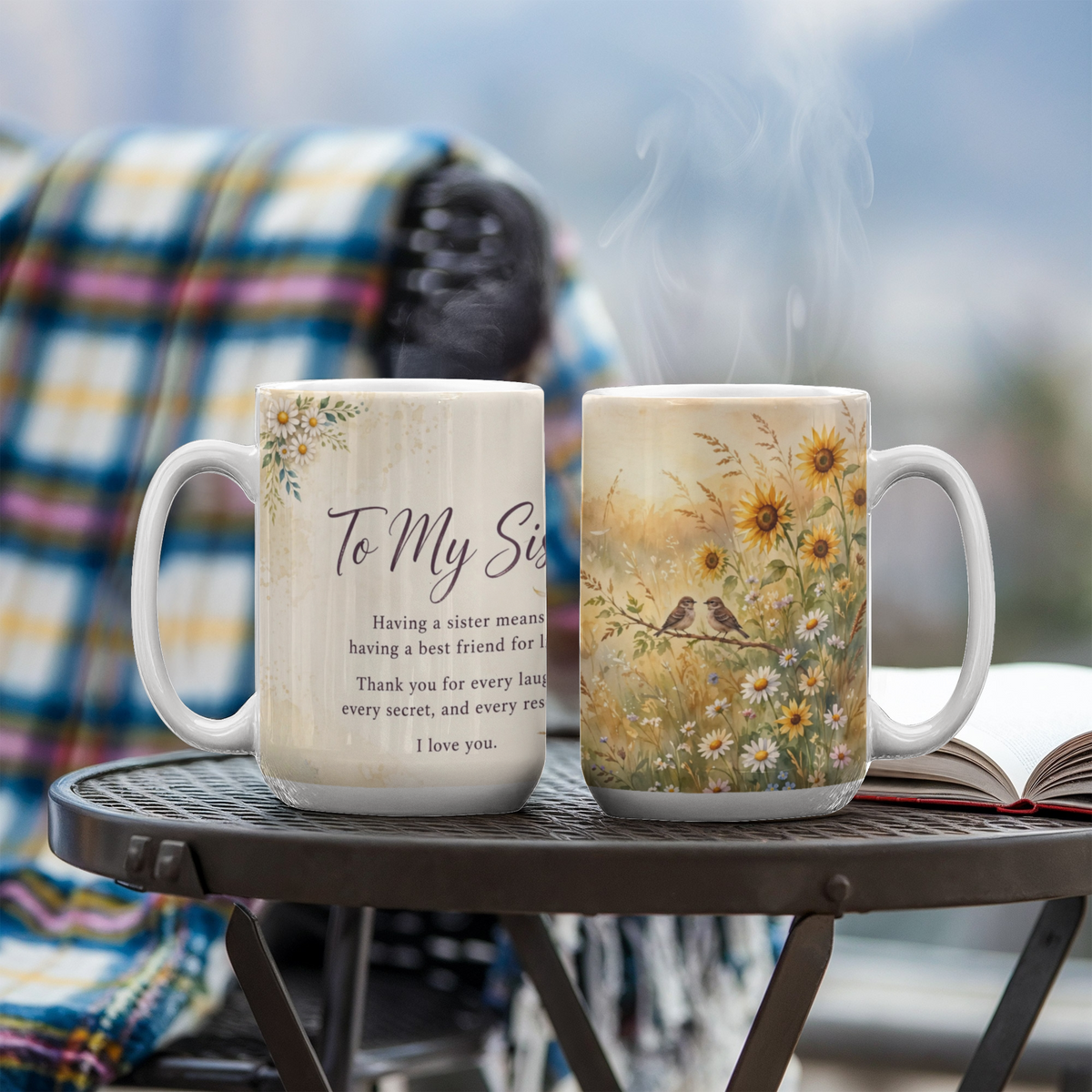 To My Sister Mug - 'A Best Friend for Life' Sunflower Meadow Coffee Mug