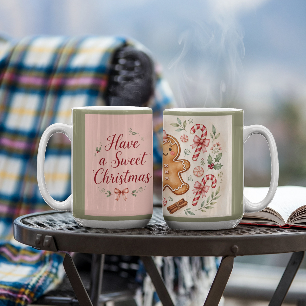 Gingerbread & Bows Christmas Mug - 'Have a Sweet Christmas' Cottagecore Ceramic Coffee Mug