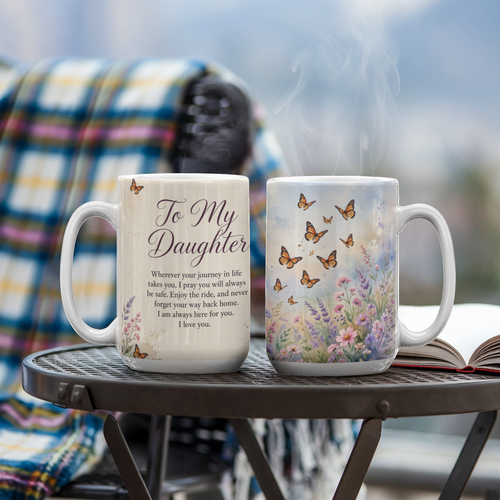 To My Daughter Mug - 'Never Forget Your Way Back Home' Butterfly Coffee Mug