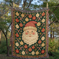 Retro Santa Face Christmas Woven Blanket - Vintage Santa Tapestry Throw