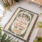 Our Family's First Christmas 2026 Woven Blanket - Snowman Family 'Merry Christmas' Throw