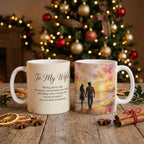 To My Wife — sunset beach, couple holding hands - Mug