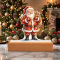Santa Claus LED Plaque – Custom Cut Acrylic Christmas Night Light with Toy Sack